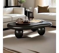 Asymmetrical Cloud Coffee Table with 3 Ellipsoid Legs Cream Modern Cloud Coffee Table Easy to Assemble for Farmhouse Living Room Study(Black,120cm)