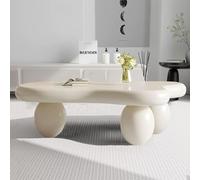 Asymmetrical Cloud Coffee Table with 3 Ellipsoid Legs Cream Modern Cloud Coffee Table Easy to Assemble for Farmhouse Living Room Study(White,120cm)