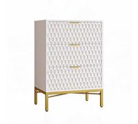 AsyPets Cassettiera con 3 cassetti, colore bianco, design a nido d'ape | Struttura a nido d'ape per un aspetto elegante, struttura stabile, maniglie dorate come punto di forza