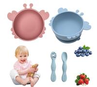 Aszaui 2 Ciotole per Bambini con Ventosa,Piattino Pappa Svezzamento,Piatto con Ventosa per Bambini,Ciotola per Alimenti in Silicone per Neonati,Bambini Piccoli e Infanti,Sicuro Senza BPA