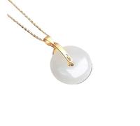 ASZHQUXIUAS Collana di giada Feng Shui per donne e uomini Collana con 'armonia in argento S925, ciondolo in giada naturale Hetian, amuleto portafortuna for la meditazione sui chakra Reiki, 1 pezzo