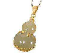 ASZHQUXIUAS Collana di giada Feng Shui per donne e uomini Collana con ciondolo di zucca in giada verde naturale cinese, accessorio gioielleria portafortuna alla moda, 1 pezzo