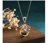 ASZHQUXIUAS Collana di giada Feng Shui per donne e uomini Collana con ciondolo in cristallo di ambra naturale, catena placcata in oro 18 carati, pietra preziosa delicata