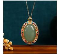 ASZHQUXIUAS Collana di giada Feng Shui per donne e uomini Collana con ciondolo in cristallo di giada verde, catena placcata in oro 18 carati, pietra preziosa delicata