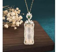 ASZHQUXIUAS Collana di giada Feng Shui per donne e uomini Collana con ciondolo in cristallo di giada, catena placcata in oro 18 carati, pietra preziosa delicata - Verde(Ivory)