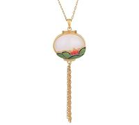 ASZHQUXIUAS Collana di giada Feng Shui per donne e uomini Collana in giada cloisonné naturale floreale in stile cinese creativo, ciondolo regalo di gioielli alla moda, 1 pezzo