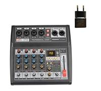 AT-04M Portable Power Supply Bluetooth USB Interface 4 Channel 16 Effect PC record Sound Card Audio Mixer Console Per lo studio di registrazione DJ(Color:E-U)