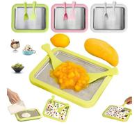 At-Home - Kit per gelato arrotolato a casa, con vassoio per congelare istantaneo e 2 raschietti, fai da te divertente per attività familiari, per yogurt, sorbetto, acciaio inossidabile