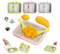 At-Home - Kit per gelato arrotolato a casa, con vassoio per congelare istantaneo e 2 raschietti, fai da te divertente per attività familiari, per yogurt, sorbetto, acciaio inossidabile