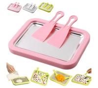 At-Home - Kit per gelato arrotolato fai da te, con 2 raschietti, rullo per gelato istantaneo, per servire dolci, granite, yogurt congelato, sorbetto fruttato e gelato (rosa)