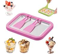 At-Home, kit per gelato arrotolato, piastra per congelare istantaneamente, con 2 raschietti, vassoio per gelato fatto in casa in acciaio inox per uso alimentare, yogurt, sorbetto, divertente attività