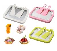 At-Home Rolled Ice Cream Maker Kit,Instant Freeze Plate with 2 Scrapers,DIY Ice Cream Roller Pan,Ice Stir Frying Machine,Fun Family Dessert Activities,for Kids and Adults at Home Yogurt (White)