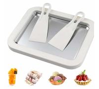 At-Home Rolled Ice Cream Maker Kit,Instant Freeze Plate with 2 Scrapers,DIY Ice Cream Roller Pan,Ice Stir Frying Machine,Fun Family Dessert Activities,for Kids and Adults at Home Yogurt(White)