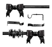 AT17 Bastone per Tende Estensibile Shabby Chic Black Silver Cadeaux Collection 160-300 cm
