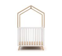 AT4 - Box bambini trasformabile forma di casa CONFORT legno - Bianco/Faggio natural - 100 x 100 cm