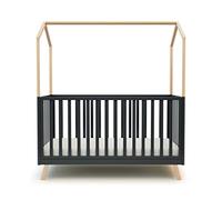 AT4 - Culla trasformabile a capanna CONFORT legno - Grafite Grigio/Faggio - 70 x 140-146 x 74,50 x 162,50 cm