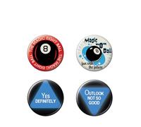 Ata-Boy Magic 8 Ball - Set di 4 bottoni da collezione, 3,2 cm, Metallo, Senza pietra