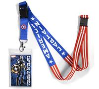 Ata-Boy Porta badge con cordino Captain America, cordini Marvel Comics per badge d'identità - Captain America Gifts & Merchandise, nero, taglia unica