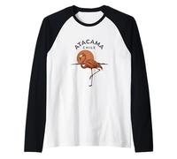 Atacama Cile Flamingo Retro Tramonto Maglia con Maniche Raglan