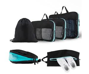 Atacama Set di dadi a compressione di alta qualità: chiusura lampo e doppie tasche, tasche con compressione per zaino e valigia, colore nero, set di 6