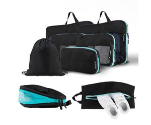 Atacama Set di dadi a compressione di alta qualità: chiusura lampo e doppie tasche, tasche con compressione per zaino e valigia, colore nero, set di 8