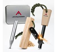 Atacama Set di sopravvivenza in acciarino con attrezzo multiuso, esca Kienspan, tubo di soffiaggio e pietra focaia, attrezzatura per esterni e bushcraft, fiammifero eterno, impermeabile