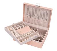 ATAIMEISEN Scatola organizer per gioielli da viaggio Scatola per gioielli da viaggio, custodia organizer per orecchini, anello per collane, grande custodia per gioielli da viaggio/rosa