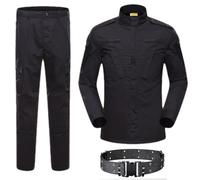 Atairsoft Men Tactical BDU uniforme giacca camicia e pantaloni tuta nero BK per esercito militare Airsoft Paintball caccia gioco di guerra, Nero , XL