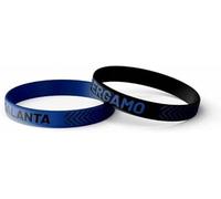 Atalanta B.C. 2 Braccialetti in Silicone Nero e Azzurro - Prodotto Ufficiale