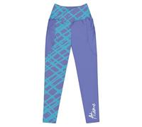 Atame Luca Brundo Leggings Yoga Donna a Vita Alta Incrociata Fantasia (IT, Testo, 5XL, Regular, Regular, Lilla/Turchese)