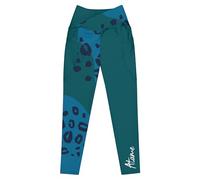 Atame Luca Brundo Leggings Yoga Donna a Vita Alta Incrociata Fantasia (IT, Testo, 5XL, Regular, Regular, Maculato/Teal)