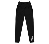 Atame Luca Brundo Leggings Yoga Palestra Lunghi con Tasche Vita Alta Incrociata Leggera Compressione Bianco e Nero (IT, Testo, 5XL, Regular, Regular, Nero)
