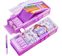 Ataoyus Astuccio Cartoleria Organizer con Scomparti Pulsante, Astuccio Pop out Multifunzionale, Astucci Cancelleria con Blocco Password Bambini Ragazze Studenti, Regalo di Compleanno