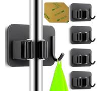 Ataraxia Home - Set di 4 Portascope da Muro - Portascope Salvaspazio, Porta Scope Parete Esterno e Interno, Appendi scope a muro adesivo - Ganci Porta Scope da muro Attacca Scope (Nero)