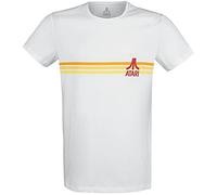 Atari - T-Shirt Uomo con Logo Rigato, Bianco, S