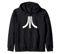 Atari White Logo Vintage 80s Gaming Retro Fun Style Felpa con Cappuccio