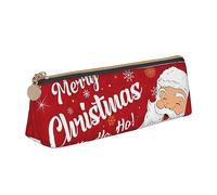 Atasc Astuccio in pelle con cerniera metallica, con scritta "Merry Christmas" e scritta "Ho Ho Ho", astuccio da viaggio, grande capacità, per ragazze, ragazzi, donne, uomini, Come mostrato, Taglia