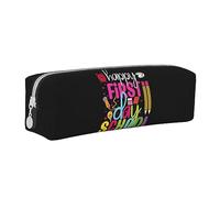 Atasc Astuccio in pelle con scritta "Back to School" (lingua italiana non garantita) e scritta "Happy First Day of School", per insegnanti e studenti, con cerniera metallica, astuccio da viaggio per