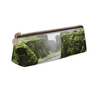 Atasc Astuccio in pelle multicolore con stampa di fiumi della natura della valle della natura, astuccio portapenne triangolare portatile con cerniera per ufficio, Come mostrato, Taglia unica,