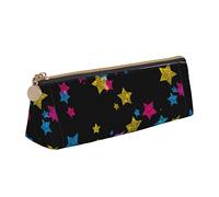 Atasc Pansexual - Astuccio portapenne a triangolo con motivo Pan Pride Star, astuccio portatile in pelle con cerniera per cosmetici, Come mostrato, Taglia unica, Organizer per borse