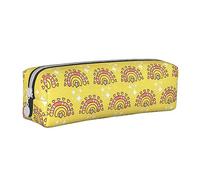 Atasc Sunny Fun - Astuccio in pelle con motivo arcobaleno con cerniera metallica, astuccio da viaggio, grande capacità, per ragazze, ragazzi, donne, uomini, Come mostrato, Taglia unica, Organizer per