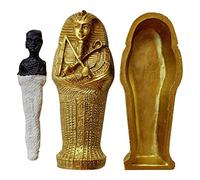 Ataúd de Mumia, piccolo Sarcofago del re faraone egiziano, con inserto a momia, statua di sagoma d'arte, lunghezza 9,9 cm, set di 3 pezzi