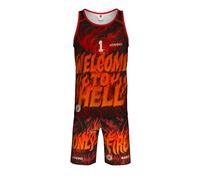 Ataviko Canotta e Pantaloncino Beach Volley Uomo - Collezione Inferno | Welcome to Hell. Sport Estivi, Gym, Mare, Casual Wear (Inferno)