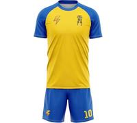 Ataviko Kit Calcio INA11, Blaze, Frost. Abbigliamento Cosplay Fan Anime Cartone animato Giapponese ispirato a personaggio, serie (IT, Testo, 3XS, Regular, Regular, Giallo/Azzurro, Raimon, Frost)