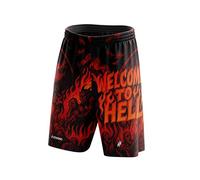 Ataviko Pantaloncino Dante's Inferno Beach Volley Mare, Gym Palestra, Passeggio, Gioco e Tempo Libero, Sport Estivi (IT, Testo, XL, Regular, Regular, Inferno)