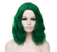 ATAYOU Parrucca Corta Verde Bob Per Donna Verde Riccia Ondulata Halloween Cosplay Parrucca Sintetica Corta Da Festa