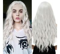 ATAYOU® Parrucche Sintetiche Resistenti Al Calore Bianco Grigio Lungo Per Donne Cosplay Fashion Halloween Party Parrucca
