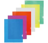 ATB-Foger 24 Pezzi Cartelle in Plastica Trasparente A4 Colori Cartelle in Plastica Trasparente Buste Portadocumenti Copertina File Carta 6 Colori Protezione Fogli Cartella per Ufficio Scuola Lavoro