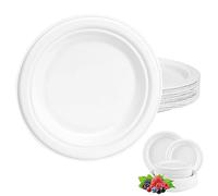 ATBEAMEN Confezione da 50 piatti di carta usa e getta resistenti, 17,8 cm, extra resistenti, bianchi, per cibi caldi, super rigidi, resistenti, 18 cm