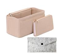 ATBUSS 1 borsa per il trasporto in feltro con 1 portafoglio in feltro, organizer per borse, cosmetici, con chiusura lampo, per donna (beige)